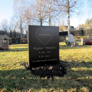 picture of installed peaceyard gravestone, custom model ada in deep night sky color